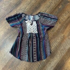 Xhilaration Multicolor Striped Top with Lace and Tassels